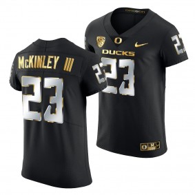 Verone McKinley III #23 Oregon Ducks Black Champions Golden Edition Jersey 2021-22 Elite Football