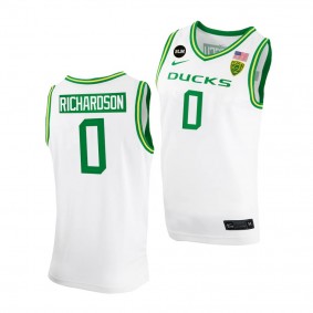 Will Richardson #0 Oregon Ducks 2022 College Basketball BLM Patch White Jersey